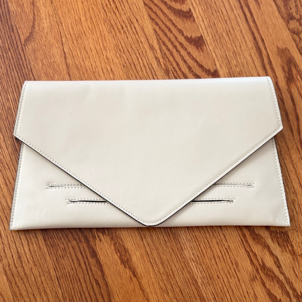 Alberta Di Canio Cream rose leather envelope Clutch, NWT, made in Italy